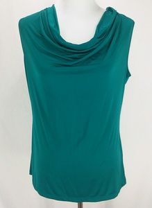 Worthington Teal Cowl Neck Top Blouse Sleeveless